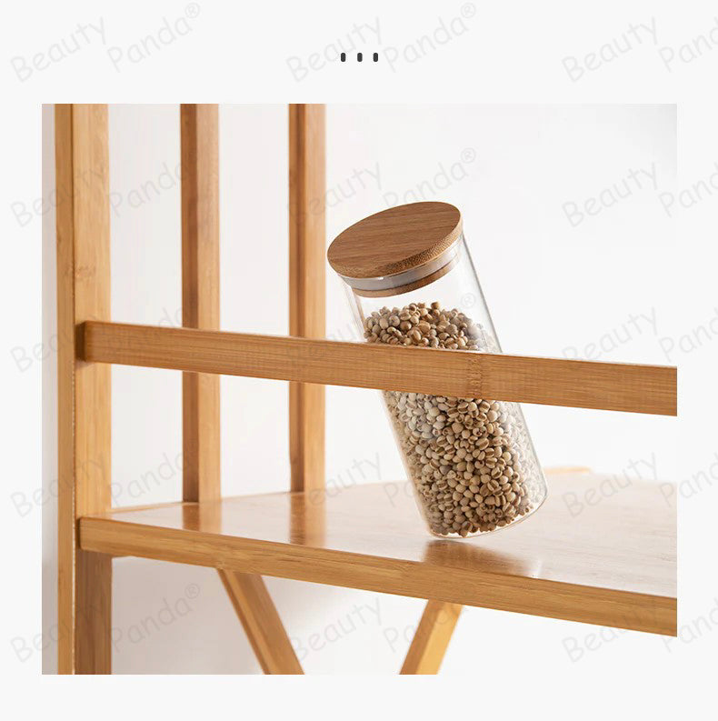 Beauty Panda Teak Wood Spice Rack Organizer - Multipurpose Stand for Kitchen Storage, Microwave & OTG Oven Rack, - 1 Tier Spice Shelf - Stackable Free Standing Space Saving Spice Rack for Countertop , Kitchen (SP11)
