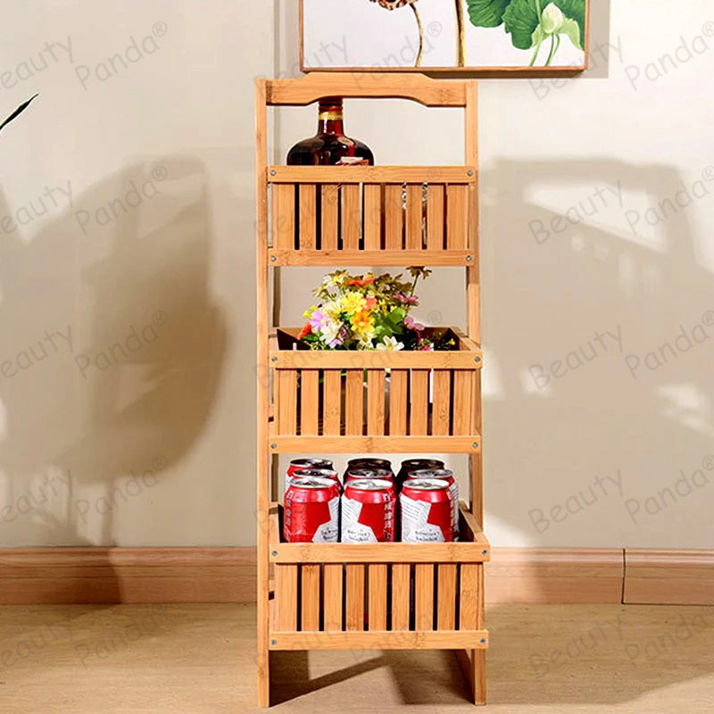 Beauty Panda Wooden 3 Layer Fruit and Vegetable Stand Basket Storage Rack (FB1)