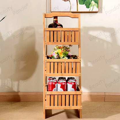 Beauty Panda Wooden 3 Layer Fruit and Vegetable Stand Basket Storage Rack (FB1)