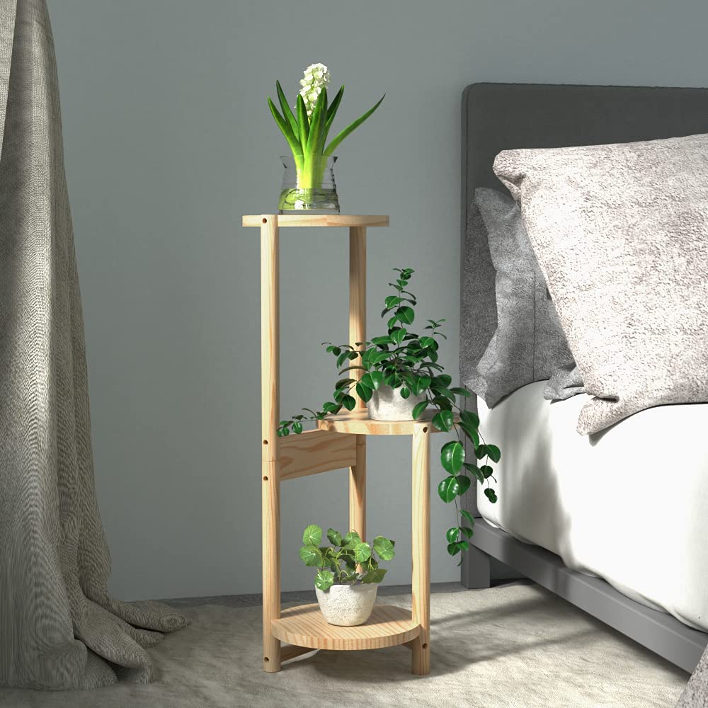 Beauty Panda Teak Wood Indoor/Outdoor Plant Stand for Home Garden Balcony Living Room Decor (TR1)