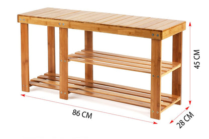 Beauty Panda® Teak Wood 2 Tier Shoe Rack Bench, Premium Shoe Organizer or Entryway Bench, Perfect for Shoe Cubby, Entry Bench, or Living Room (86M)
